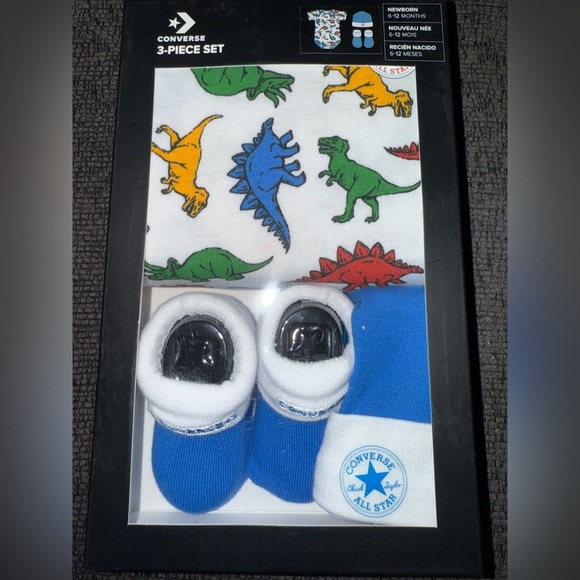 Converse Baby 3pc Set with Dinosaur Print - Picture 1 of 3